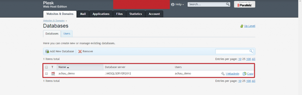 Kết quả database đã tạo xong