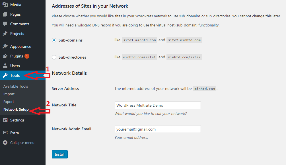 Cài đặt WordPress Multisite (Phần 2) 2 wordpress multisite 4